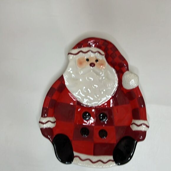 Hallmark Santa Serving Dish Plate USA Candy Appetizers Decoration 10 In X 8 In - Picture 2 of 5